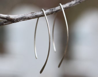 Silver Hoops, Threader Earrings, Sterling Silver Earrings, Open Hoop Earrings, Silver Earrings, Simple Silver Earrings, Minimalist jewelry,
