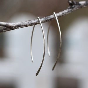 Silver Hoops, Threader Earrings, Sterling Silver Earrings, Open Hoop Earrings, Silver Earrings, Simple Silver Earrings, Minimalist jewelry,