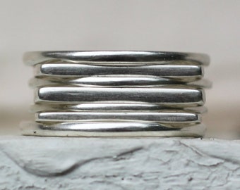 Square Rings (7), Set of Sterling Silver Rings, Stacking Ring Set, Geometric Jewelry, Silver Rings, Minimalist Jewelry, Simple Ring Set