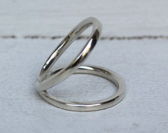 Anillo ancho, anillo grueso, anillo de declaración de plata esterlina, anillo de nudillos, joyas modernas, anillo de plata grande para el dedo medio o índice