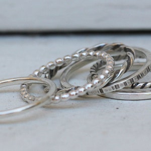 Stacking Ring Set (6), Silver Twisted Rings, Minimalist Jewelry ...