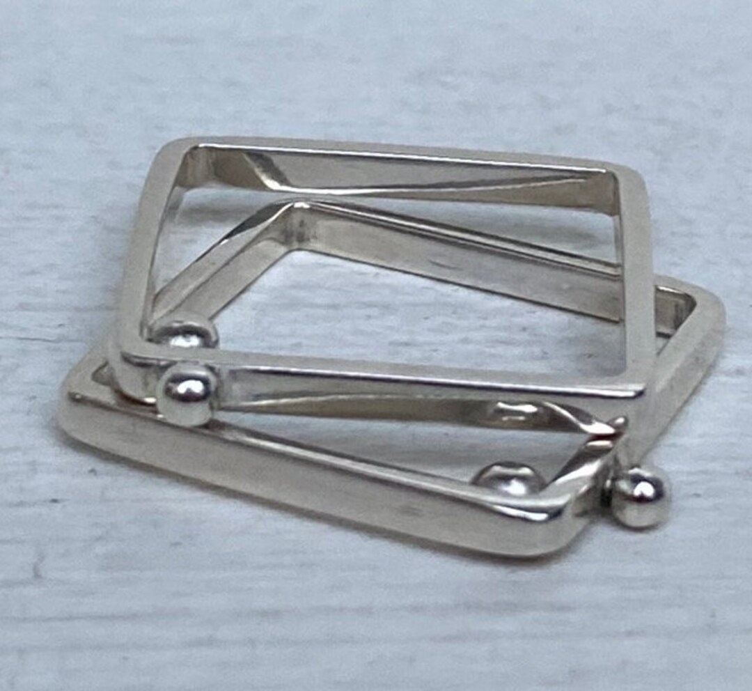 Silver Square Rings (2), Set of Silver Rings, Stacking Rings, Geometric ...