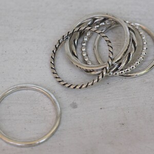 Stacking Ring Set (6), Silver Twisted Rings, Minimalist Jewelry ...