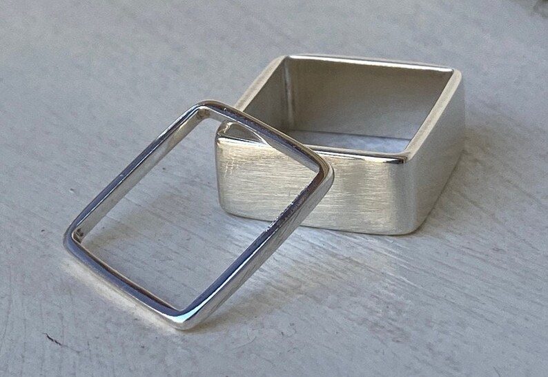Large Square Ring Ring Set 2 Chunky Square Ring Stacking Etsy