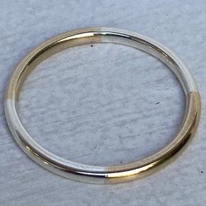 14k gold and sterling silver ring, Mixed metal ring, Clover ring, Gold and silver ring, Lucky ring, Stacking ring, Wedding band, Gold ring
