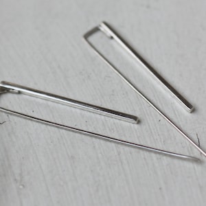 Silver bar earrings, Threader earrings, Minimalist jewelry, Sterling silver, Long silver earrings, Simple earrings, Geometric earrings