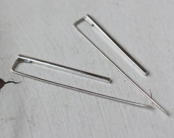 Pendientes de barra de plata, Pendientes de rosca, Joyería minimalista, Plata de ley, Pendientes largos de plata, Pendientes sencillos, Pendientes geométricos