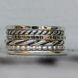 Stacking Ring Set (6), Silver Twisted Rings, Minimalist Jewelry ...