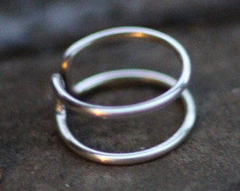 Anillo midi de plata, anillo de plata esterlina, anillo para nudillos, anillo abierto de plata, anillo de doble banda, anillo simple de plata, medio anillo de plata, anillo para el dedo del pie