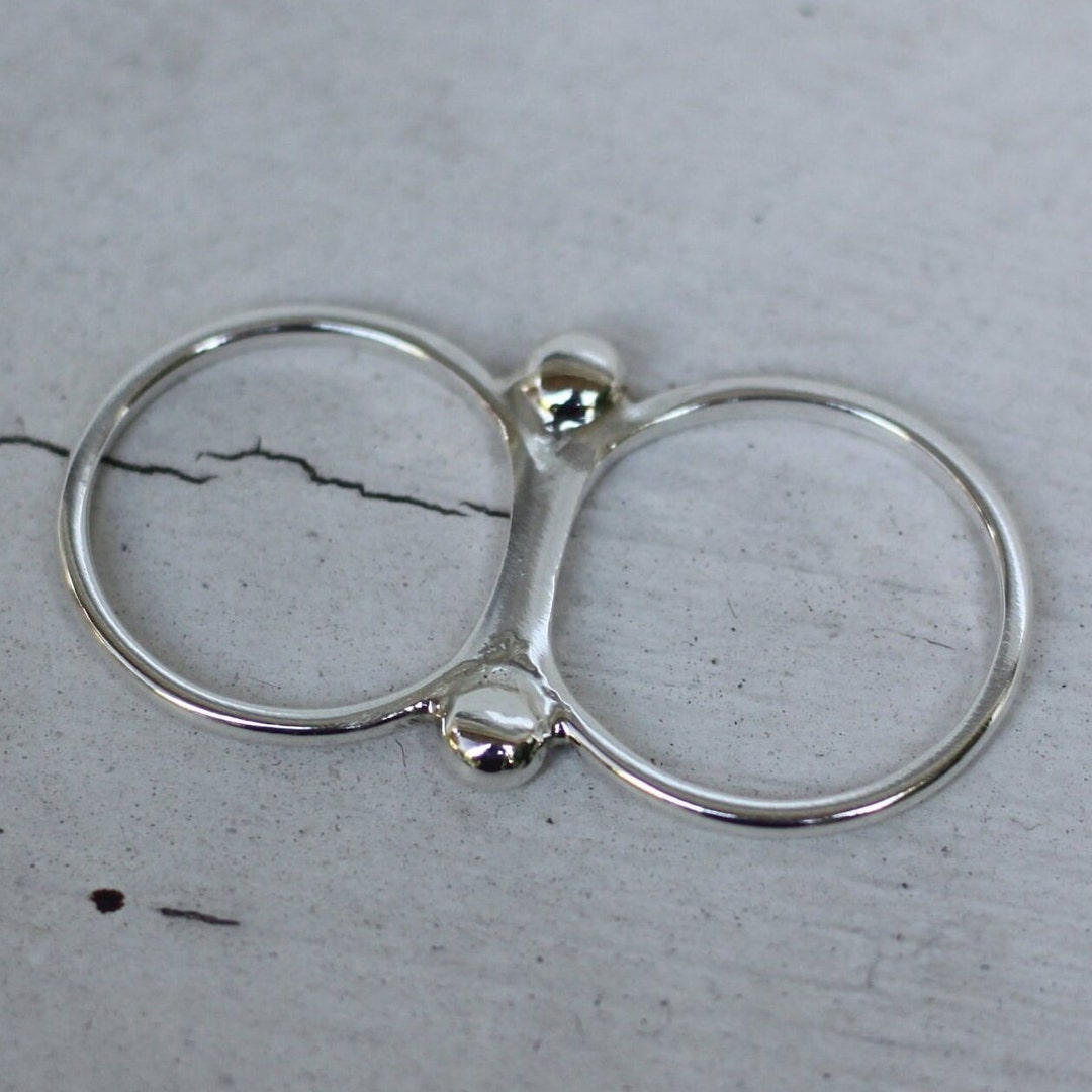 Silver Two Finger Ring, Double Finger Ring, Sterling Silver Ring, Multi ...