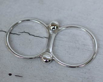 Anillo de plata para dos dedos, anillo doble para dos dedos, anillo de plata esterlina, anillo multidedo, anillo de plata para dos dedos, anillo doble para dos dedos, anillo hecho a mano