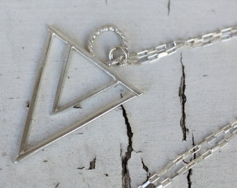 Triangle Necklace, Sterling Silver Geometric Necklace, Layering Necklace, Modern Silver Jewelry, Arrow Necklace, Minimalist Jewelry