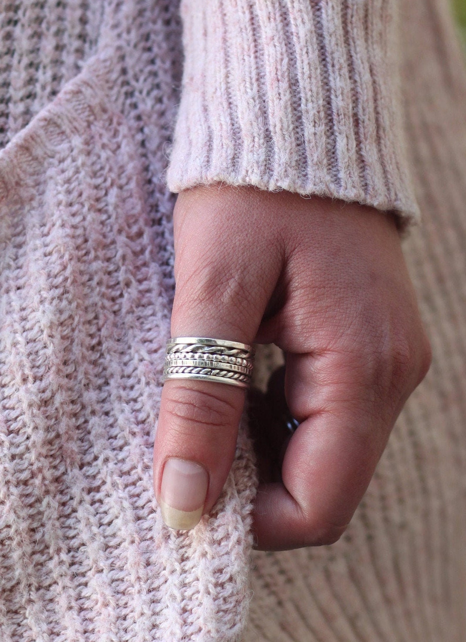 Stacking Ring Set 6 Silver Twisted Rings Minimalist | Etsy