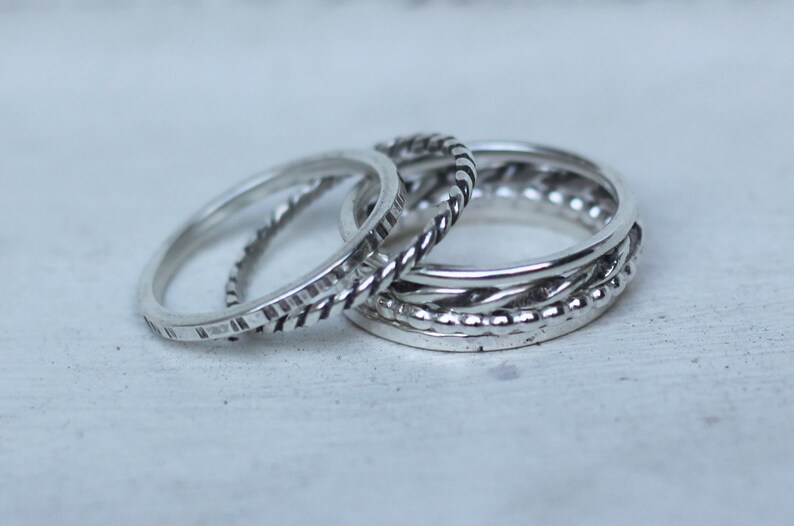 Stacking Ring Set 6 Silver Twisted Rings Minimalist - Etsy