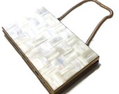 Vintage Goldtone Mother of Pearl Vanity Case