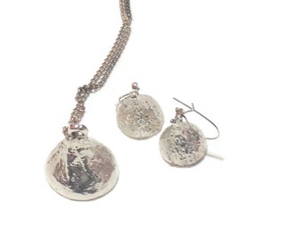 Vintage Silvertone Hershey Kisses Necklace and Earrings