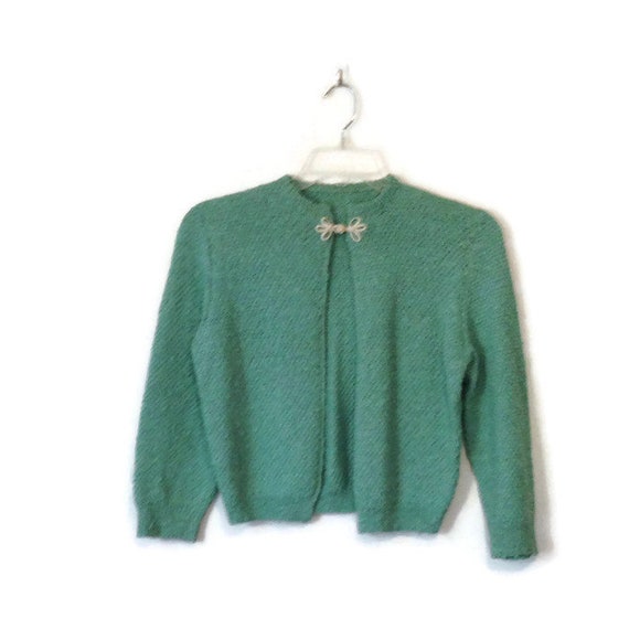 Vintage Pale Green Crochet Sweater