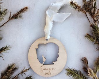 Custom Profile Silhouette Portrait Ornaments | Kids Side Profile | Children Ornament Keepsake | Children's Portrait | Gift For Christmas