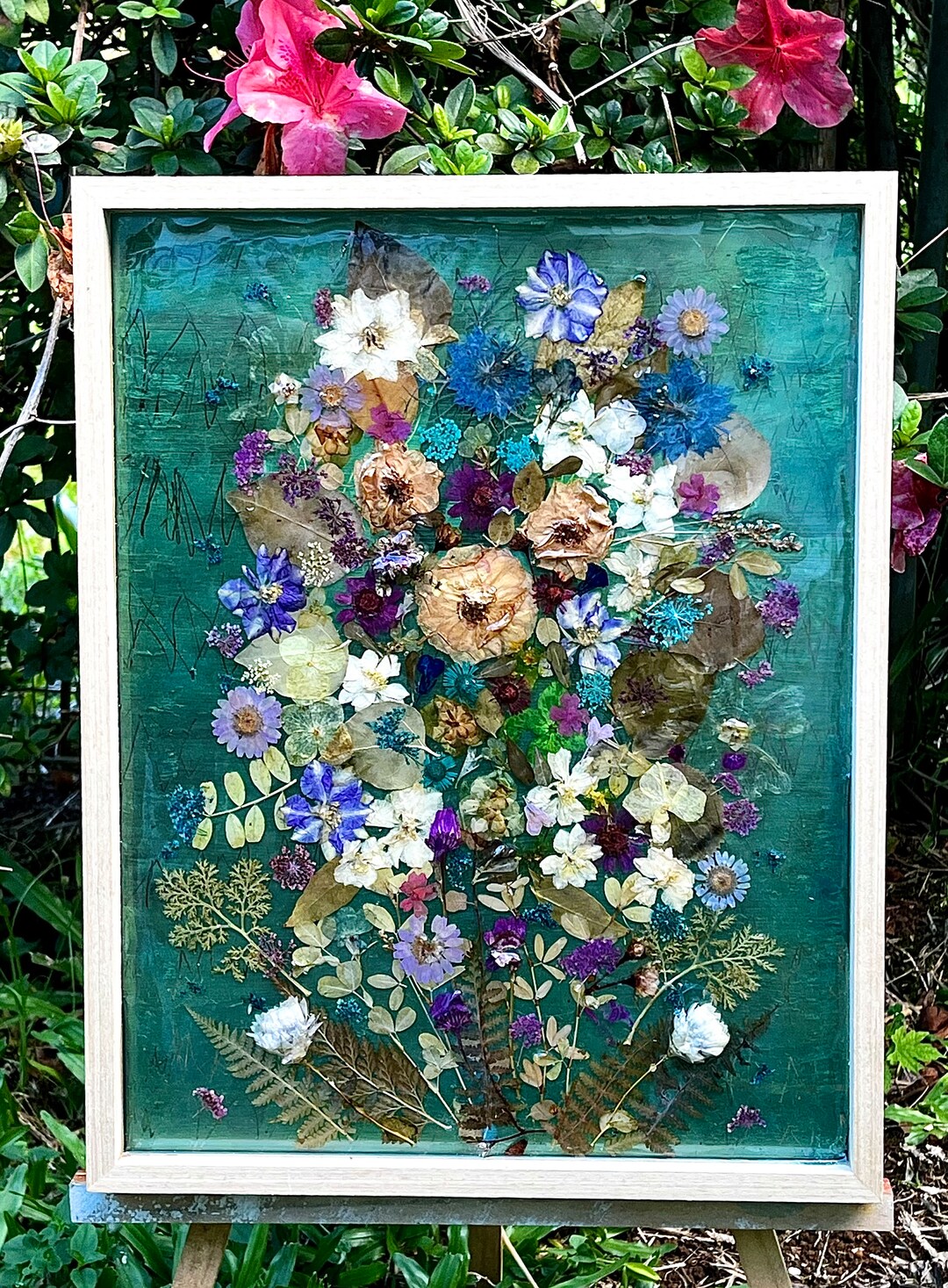 Pressed Flower Bouquet on Glass Floating Frame Etsy