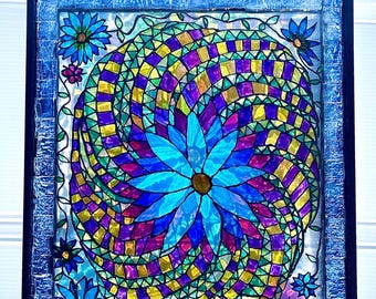 Bring radiant color and movement into your space with this one-of-a-kind glass art piece, Whirlwind Bloom in Liquid Light