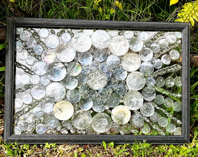 Capiz Shells and Glass Window Panel or Wall Art Handmade Framed 19x13 ...