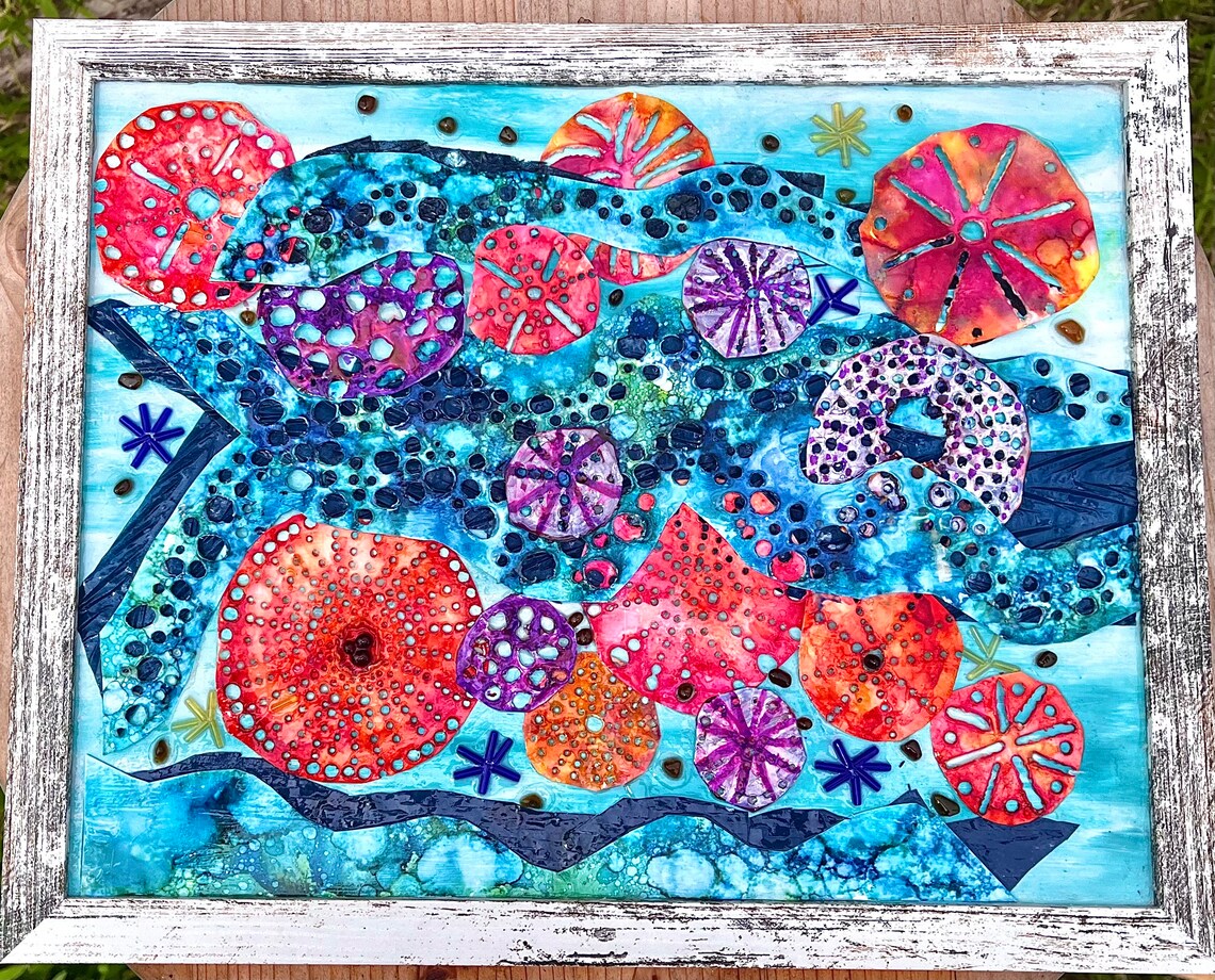 Shell Paper Collage Sea Urchins Paper Collage Art Seashell Art Framed - Etsy