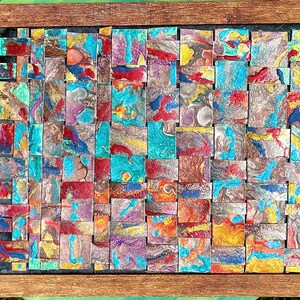 Weave Paint Pattern Abstract Painting Weaving Pattern Pabeo Oil Paints on Paper Framed ...