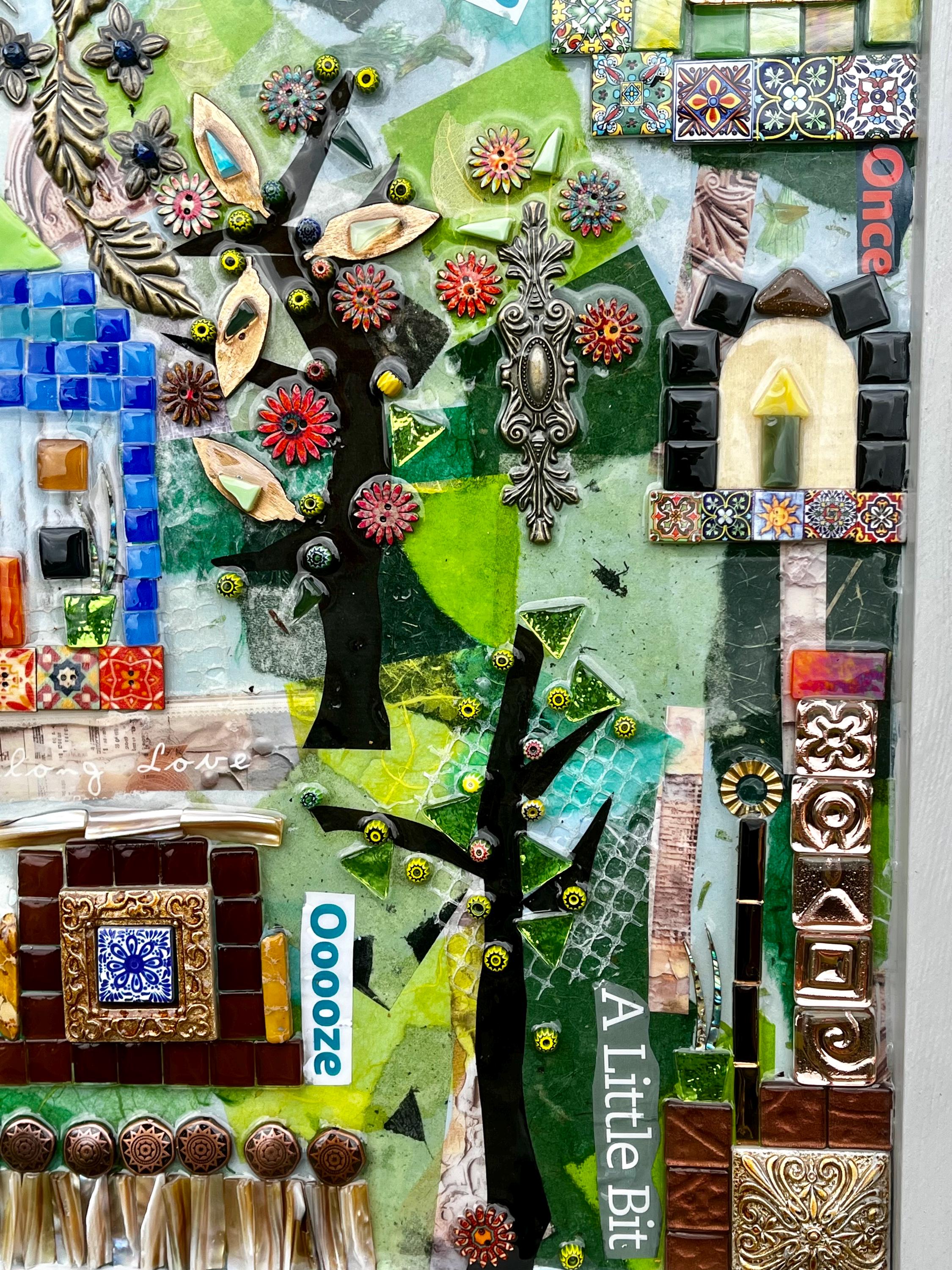 Collage Mosaic Mixed Media Wall Art on Wood Original Artwork Tiles