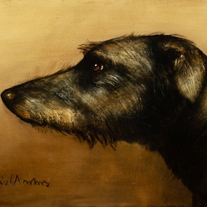 Lurcherporträtt: Hundkonsttryck från en originalmålning av David Andrews, canvastavla eller poster bild 3