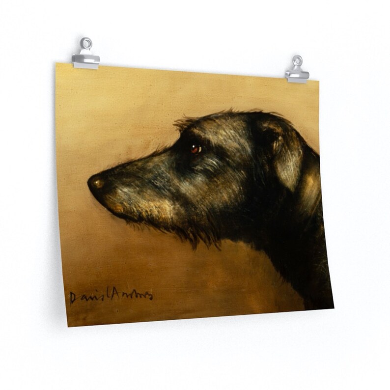 Lurcherporträtt: Hundkonsttryck från en originalmålning av David Andrews, canvastavla eller poster Poster