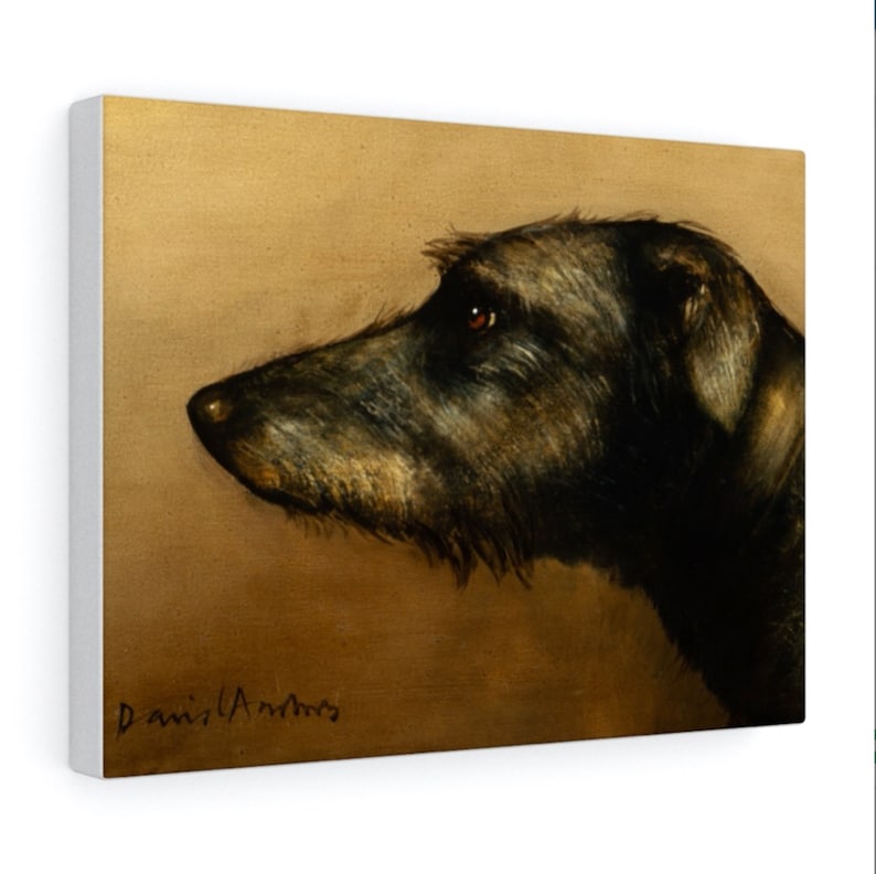 Lurcherporträtt: Hundkonsttryck från en originalmålning av David Andrews, canvastavla eller poster Canvas Print