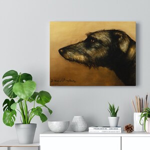 Lurcherporträtt: Hundkonsttryck från en originalmålning av David Andrews, canvastavla eller poster bild 2