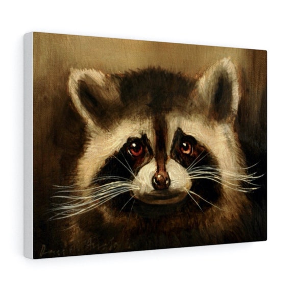 Raccoon Portrait, Animal Print, Original Painting, by David Andrews, Canvas Print, Poster, Wildlife Art, Raccoon Art, Raccoon Gift, Art