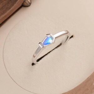 Unique Coffin Cut Moonstone engagement ring sterling silver ring, promise ring