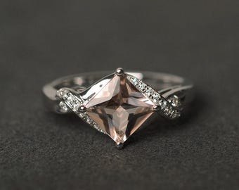 morganite engagement ring pink ring princess cut morganite ring morganite jewelry for women
