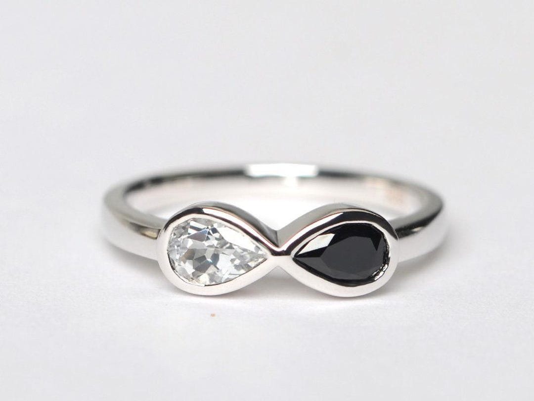 Simple Infinity Ringnatural White Topaz Ring Silver Proposal Ring Pear ...