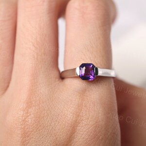 solitaire amethyst ring sterling silver solitaire statement ring February birthstone ring image 5