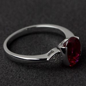 Bague rubis rouge bague en argent taille ovale Pierre gemme rouge Bague pierre de naissance de juillet image 2