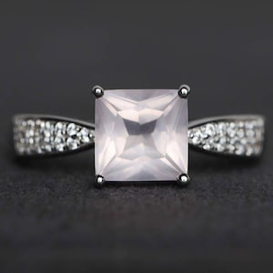 Rosa Edelstein natürliche Rosa Quarz Ehering Sterling Silber Ring Jahrestag Geschenke