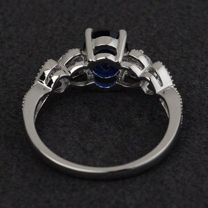 blue sapphire rings women engagement ring gemstone rings oval cut sterling silver 925 September birthstone ring image 3