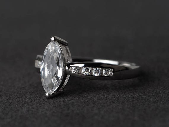 White topaz solitaire ring sale