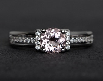 pink morganite engagement ring sterling silver brilliant cut