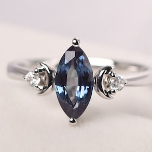 unique alexandrite ring marquise cut 1.26 carat wedding ring unique moon ring