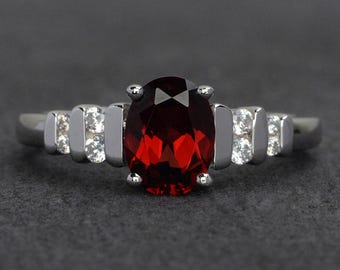 Granat Ringe Silber Rot Granat Ring Edelstein Ringe Granat Verlobungsring Januar Geschenk für sie