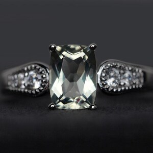 natural green amethyst ring natural green gemstone ring engagement ring silver promise ring image 1