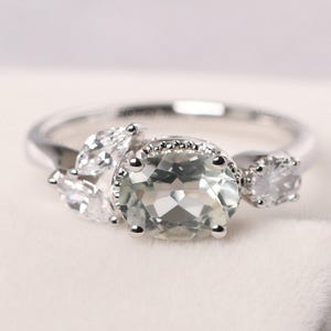 sterling silver green amethyst ring oval cut 8x6 mm twig wedding ring gifts for women