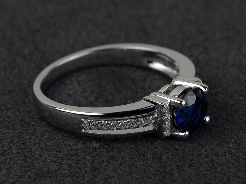 Saphir Ring Silber 925 Silber Saphir Ring Saphir Edelstein Ring Silber Geburtsstein Ring Saphir Ring Bild 3
