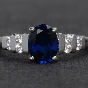 sapphire rings silver oval blue sapphire engagement ring blue gemstone jewelry rings sapphire