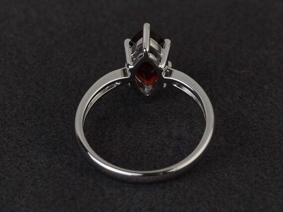 Solitaire Ring Red Garnet Ring Marquise Cut Engagement Ring Etsy