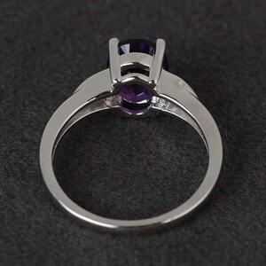 purple amethyst ring gemstone ring oval cut amethyst engagement ring sterling silver February birthstone ring image 3